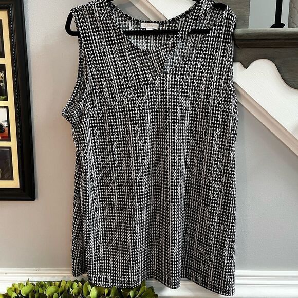 14th & Union Black Print Sleeveless Shoulder Cut Out Tunic sz 3X NWT - Picture 1 of 5